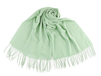 Letní šátek / šála s třásněmi jednobarevný 70x175 cm - 1 ks - 9 mint