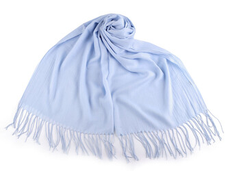 Letní šátek / šála s třásněmi jednobarevný 70x175 cm - 1 ks - 8 modrá ledová