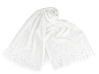 Letní šátek / šála s třásněmi jednobarevný 70x175 cm - 1 ks - 1 Off White