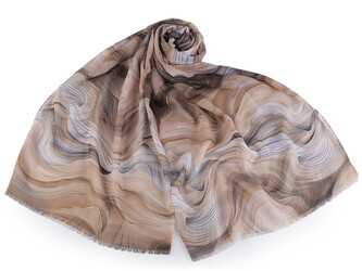 Letní šátek / šála se zlatým potiskem 70x175 cm - 1 ks - 1 béžová