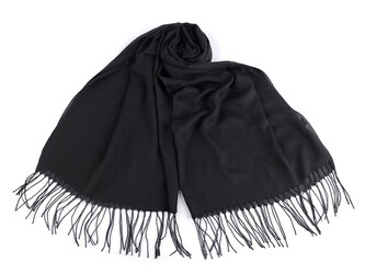 Letní šátek / šála s třásněmi jednobarevný 70x175 cm - 1 ks - 12 černá