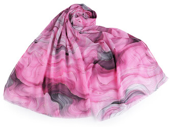 Letní šátek / šála se zlatým potiskem 70x175 cm - 1 ks - 3 růžová