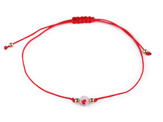 Náramek shamballa srdíčko - 12 ks - červená růžová světlá