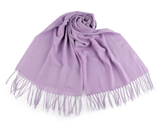 Letní šátek / šála s třásněmi jednobarevný 70x175 cm - 1 ks - 6 fialová lila