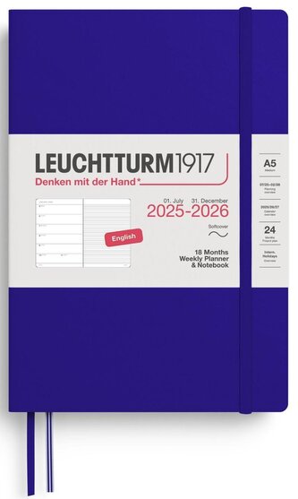 Weekly Planner & Notebook 2026 Medium (A5) 18 Months Ink