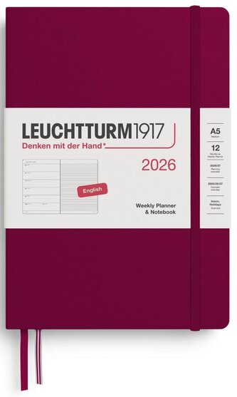 Weekly Planner & Notebook 2026 Medium (A5) Port Red