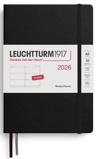 Weekly Planner 2026 Medium (A5) Black