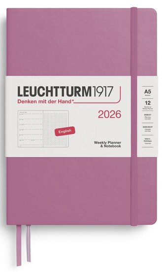 Weekly Planner & Notebook 2026 Medium (A5) Dusty Rose - tečkovaný