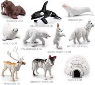 Zestaw dzikich zwierząt z domem z lodu 9szt