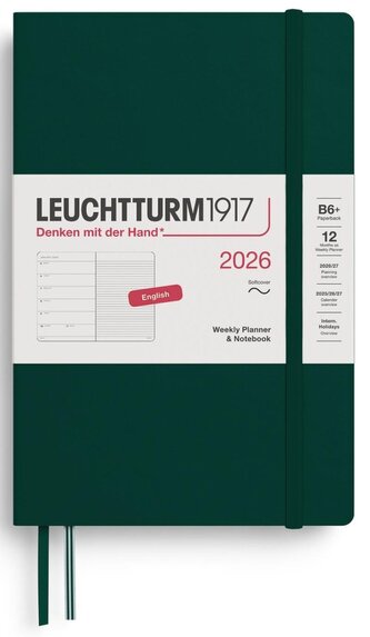 Weekly Planner & Notebook 2026 Paperback (B6+) Forest Green
