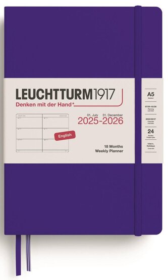 Weekly Planner 2026 Medium (A5) 18 Months Ink