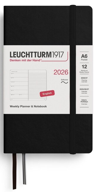 Weekly Planner & Notebook 2026 Pocket (A6) Black