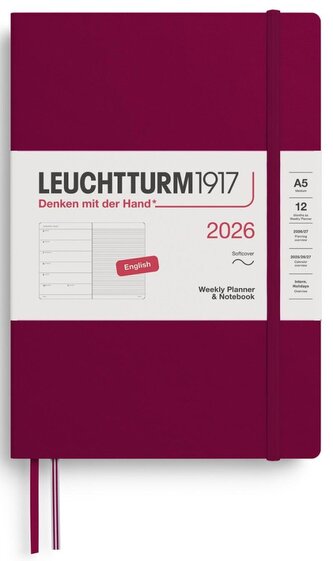 Weekly Planner & Notebook 2026 Medium (A5) Port Red