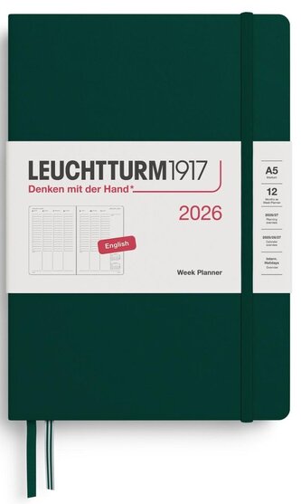 Week Planner 2026 Medium (A5) Forest Green