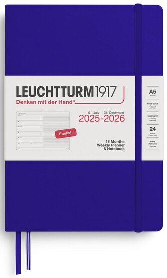 Weekly Planner & Notebook 2026 Medium (A5) 18 Months Ink