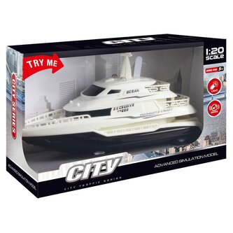 Loď na setrvačník s efekty bílá 22 cm