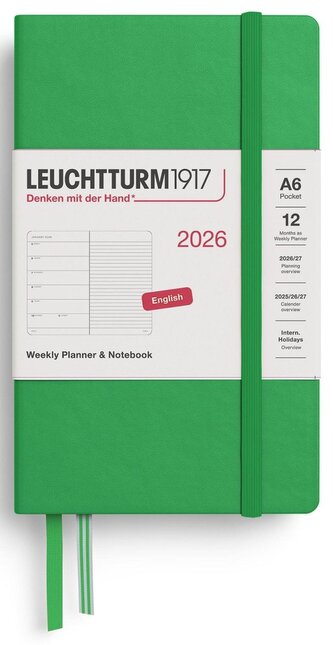 Weekly Planner & Notebook 2026 Pocket (A6) Spring Leaf