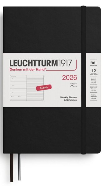 Weekly Planner & Notebook 2026 Paperback (B6+) Black