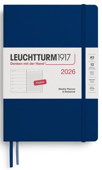 Weekly Planner & Notebook 2026 Medium (A5) Navy