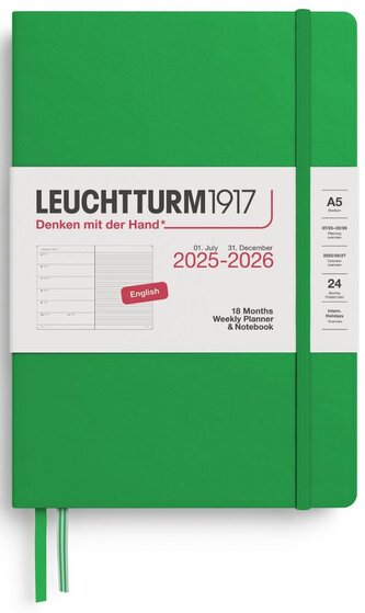 Weekly Planner & Notebook 2026 Medium (A5) 18 Months Spring Leaf