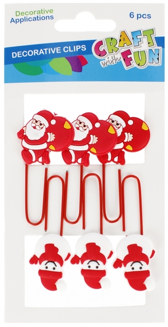 Ozdoba dekoracyjna spinacz ozdobny Bałwanki/Mikołaj  6 szt. Boże Narodzenie CRAFT WITH FUN 521638