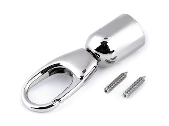 Koncovka s karabinou na ucha tašek / šňůry - 1 ks - nikl