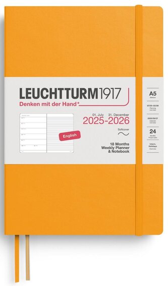 Weekly Planner & Notebook 2026 Medium (A5) 18 Months Rising Sun