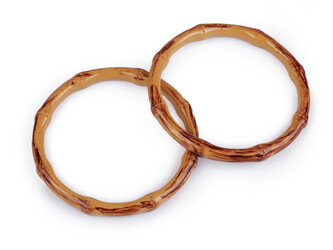 Plastová ucha na tašky imitace bambusu Ø12,5 cm - 1 ks - přírodní