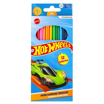 Kredki ołówkowe 12 kolorów Hot Wheels STARPAK  553671