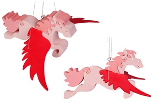Fauna Dřevěný létající kůň na zavěšení růžový