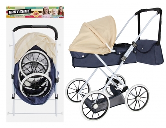 Wózek dla lalek głęboki metalowy granatowy  MEGA CREATIVE 536570