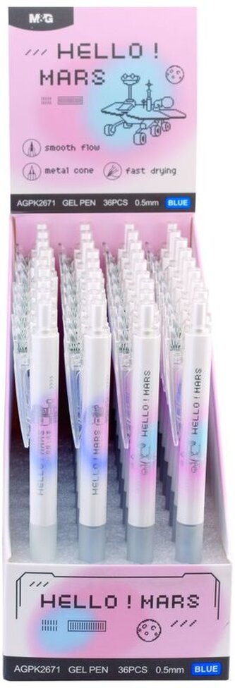 Długopis automatyczny 0,5 mm, niebieski, Hello Mars fast dry, M&G;
