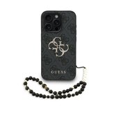 Guess PU 4G Metal Logo Strap Zadní Kryt pro iPhone 15 Pro Max Black