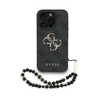 Guess PU 4G Metal Logo Strap Zadní Kryt pro iPhone 15 Pro Max Black