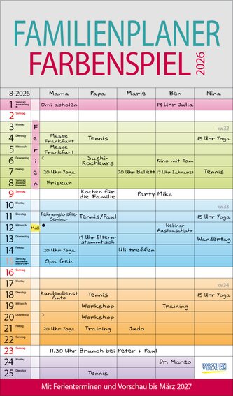 Familienplaner Farbenspiel 2026
