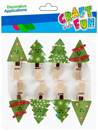 Ozdoba dekoracyjna klamerki Choinka 8 szt. Boże Narodzenie CRAFT WITH FUN 521625
