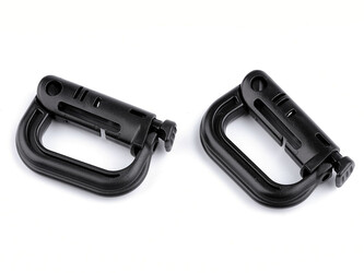 Rozevírací plastová karabina průvlek 24 mm - 200 ks - černá