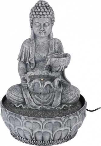 LED fontánka Buddha 29 cm šedá