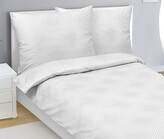 Povlečení bavlněný satén - Bílá,Šedá - 140x200, 70x90 cm