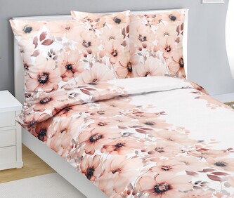 Povlečení bavlněný satén - Lososová,Bílá - 140x200, 70x90 cm