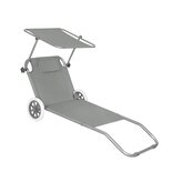 Zahradní lehátko na kolečkách SPRINGOS MOBI šedé