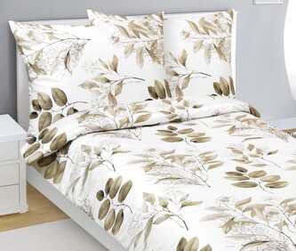 Povlečení bavlněný satén - Hnědá,Bílá - 140x200, 70x90 cm