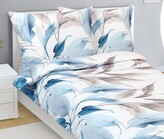 Povlečení bavlněný satén - Hnědá,Modrá,Bílá - 140x200, 70x90 cm