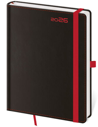 Týdenní diář A5 Black Red s poutkem