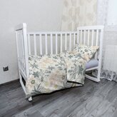 Dětské povlečení do postýlky Šedé květiny: 120x90 / 40x60