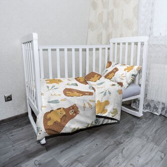 Dětské povlečení do postýlky Medvědi: 130x90 / 40x60 Dětské povlečení do postýlky Medvědi: 130x90 / 40x60