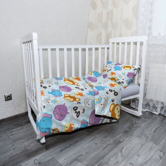 Dětské povlečení do postýlky Zoo pro děti: 130x90 / 40x60 Dětské povlečení do postýlky Zoo pro děti: 130x90 / 40x60
