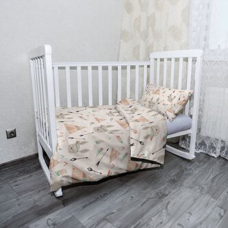 Dětské povlečení do postýlky Zajíček indián: 100x135 / 40x60 Dětské povlečení do postýlky Zajíček indián: 100x135 / 40x60