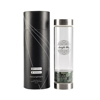 Jungle Way Designová skleněná láhev s avanturínem, 480 ml