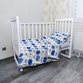 Dětské povlečení do postýlky Modré květiny: 100x135 / 40x60